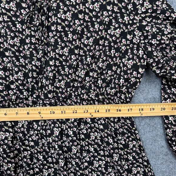 Liumilac Ditsy Floral Midi Dress Prairie Peasant Boho Dark Romantic Black Size X - Picture 10 of 12